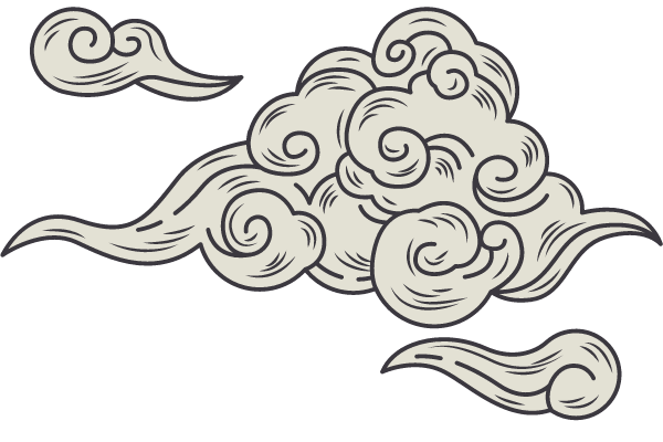 Stiliserad Illustration av Japanska moln