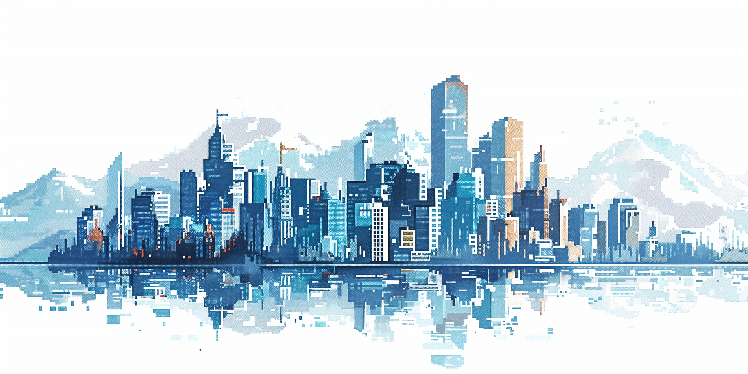 En pixelart stad som symboliserar att Semurai utbildar världen i att bygga framtidens internet.